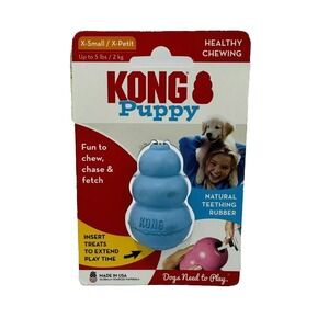 KONG Puppy Natural Teething‎ Rubber Chew Toy for Dogs Extended Play - Blue